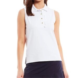 Judy Connally Tina Point Collar Ruffle Trim Knit Top